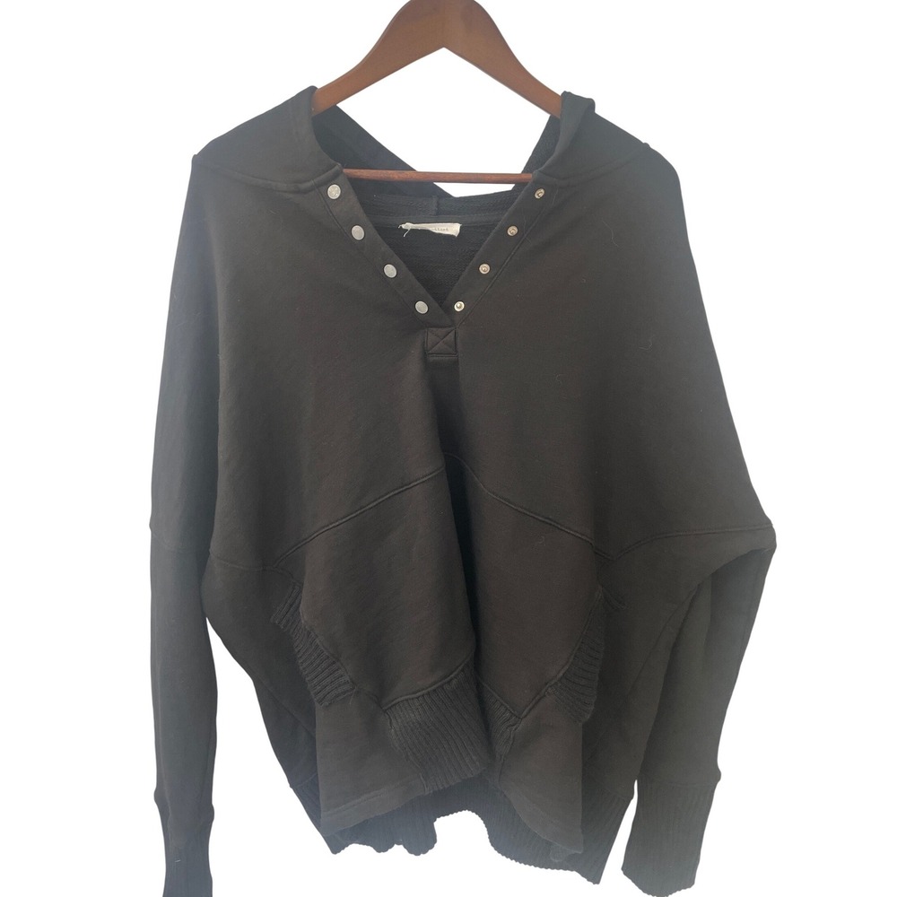 Bucketlist Black Snap Neck Hoodie Sweatshirt Oversized Casual Womens L